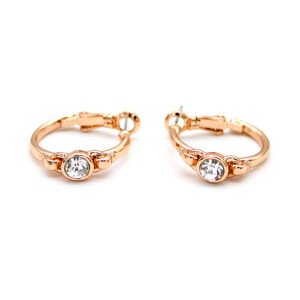 Wholesale rose gold earrings with twisted round design on zinc alloy from JuneJewelry.com – unique minimalist fashion jewelry for bulk orders.