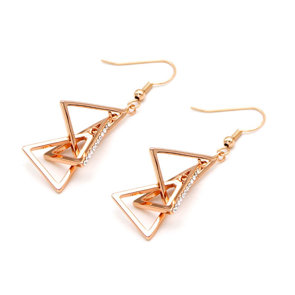 K101884E-001.48.A Wholesale leaf drop earrings with rose gold plated zinc alloy and crystal accents from JuneJewelry.com – unique botanical jewelry for bulk orders.