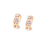 Wholesale geometric hoop earrings with nested square design on rose gold plated zinc alloy from JuneJewelry.com – unique modern jewelry for bulk orders.