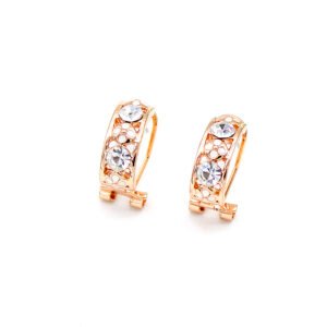 Wholesale geometric hoop earrings with nested square design on rose gold plated zinc alloy from JuneJewelry.com – unique modern jewelry for bulk orders.