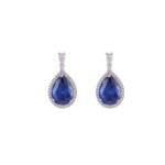 Premium luxury teardrop zircon jewelry set wholesale featuring a solitaire pear-cut pendant necklace, drop earrings, and halo ring on junejewelry.com