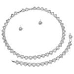 Wholesale heart zircon set with sparkling clear crystals on rose gold plated copper from JuneJewelry.com – romantic fashion jewelry for bulk orders.