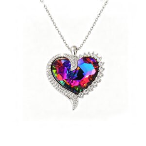 Wholesale Swarovski Crystal Necklace featuring a colorful crystal flower on platinum plated brass from JuneJewelry.com.