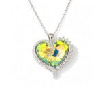 Wholesale Swarovski Crystal Necklace featuring a colorful crystal flower on platinum plated brass from JuneJewelry.com.