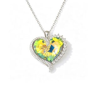 Wholesale Swarovski Crystal Necklace featuring a colorful crystal flower on platinum plated brass from JuneJewelry.com.