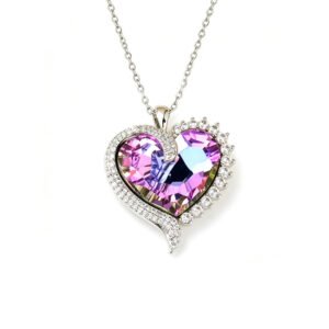 Wholesale Swarovski Crystal Necklace featuring a colorful crystal flower on platinum plated brass from JuneJewelry.com.