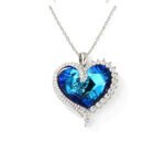 Wholesale Swarovski Crystal Necklace featuring a colorful crystal flower on platinum plated brass from JuneJewelry.com.