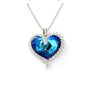 Wholesale Swarovski Crystal Necklace featuring a colorful crystal flower on platinum plated brass from JuneJewelry.com.