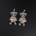 Wholesale Crystal Bear Earrings with Swarovski element crystals on platinum plated brass from JuneJewelry.com.