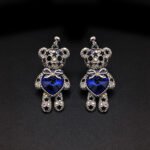 Wholesale Crystal Bear Earrings with Swarovski element crystals on platinum plated brass from JuneJewelry.com.