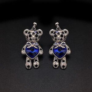 Wholesale Crystal Bear Earrings with Swarovski element crystals on platinum plated brass from JuneJewelry.com.