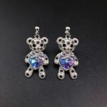 Wholesale Crystal Bear Earrings with Swarovski element crystals on platinum plated brass from JuneJewelry.com.