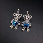 Wholesale Crystal Bear Earrings with Swarovski element crystals on platinum plated brass from JuneJewelry.com.