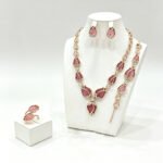 Wholesale Opal Jewelry Set Rose Gold Zinc Alloy featuring cat's eye stone necklace earrings bracelet ring from JuneJewelry.com.