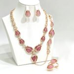 Wholesale Opal Jewelry Set Rose Gold Zinc Alloy featuring cat's eye stone necklace earrings bracelet ring from JuneJewelry.com.