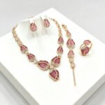 Wholesale Opal Jewelry Set Rose Gold Zinc Alloy featuring cat's eye stone necklace earrings bracelet ring from JuneJewelry.com.