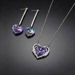 Wholesale heart jewelry set made of white gold plated copper with yellow heart Swarovski element crystals from JuneJewelry.com.