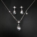 Wholesale star jewelry set made of white gold plated copper with clear Swarovski element teardrop crystals from JuneJewelry.com.