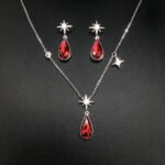 Wholesale star jewelry set made of white gold plated copper with clear Swarovski element teardrop crystals from JuneJewelry.com.