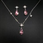 Wholesale star jewelry set made of white gold plated copper with clear Swarovski element teardrop crystals from JuneJewelry.com.