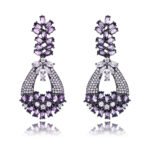 Wholesale crystal chandelier earrings made of platinum plated brass with shiny zircon stones for bulk buyers at JuneJewelry.com.