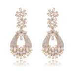Wholesale crystal chandelier earrings made of platinum plated brass with shiny zircon stones for bulk buyers at JuneJewelry.com.