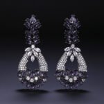 Wholesale crystal chandelier earrings made of platinum plated brass with shiny zircon stones for bulk buyers at JuneJewelry.com.