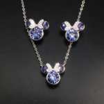 Wholesale mouse jewelry set featuring white gold plated copper with pink Swarovski element crystals from JuneJewelry.com.