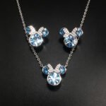 Wholesale mouse jewelry set featuring white gold plated copper with pink Swarovski element crystals from JuneJewelry.com.