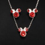 Wholesale mouse jewelry set featuring white gold plated copper with pink Swarovski element crystals from JuneJewelry.com.