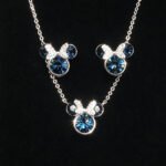 Wholesale mouse jewelry set featuring white gold plated copper with pink Swarovski element crystals from JuneJewelry.com.
