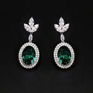 Wholesale blue crystal earrings featuring Swarovski Element crystals on platinum plated brass from JuneJewelry.com – high quality luxury dangle earrings for bulk orders.