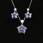 Wholesale star jewelry set featuring white gold plated copper with pink Swarovski element crystals from JuneJewelry.com.