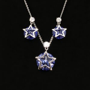 Wholesale star jewelry set featuring white gold plated copper with pink Swarovski element crystals from JuneJewelry.com.