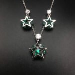 Wholesale star jewelry set featuring white gold plated copper with pink Swarovski element crystals from JuneJewelry.com.