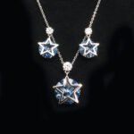 Wholesale star jewelry set featuring white gold plated copper with pink Swarovski element crystals from JuneJewelry.com.