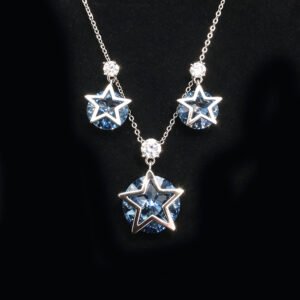 Wholesale star jewelry set featuring white gold plated copper with pink Swarovski element crystals from JuneJewelry.com.