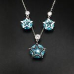 Wholesale star jewelry set featuring white gold plated copper with pink Swarovski element crystals from JuneJewelry.com.