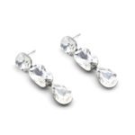 Wholesale crystal drop earrings crafted from white gold plated zinc alloy with clear faux crystal stones at JuneJewelry.com.