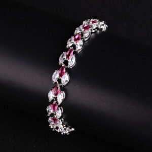 Wholesale Platinum Zircon Bracelet with marquise cut stones on real platinum plated brass from JuneJewelry.com