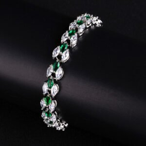 Wholesale Platinum Zircon Bracelet with marquise cut stones on real platinum plated brass from JuneJewelry.com