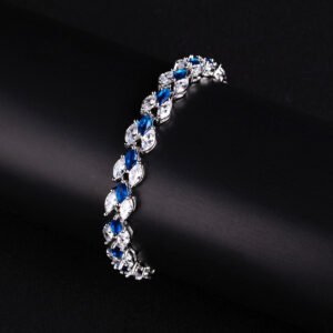 Wholesale Platinum Zircon Bracelet with marquise cut stones on real platinum plated brass from JuneJewelry.com