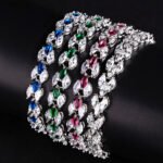 Wholesale Platinum Zircon Bracelet with marquise cut stones on real platinum plated brass from JuneJewelry.com