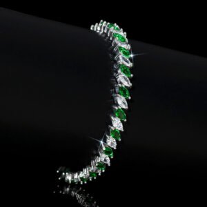 Wholesale Ruby Zircon Bracelet featuring red and clear marquise stones on platinum plated copper from JuneJewelry.com