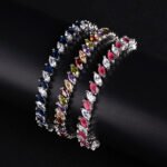 Wholesale Ruby Zircon Bracelet featuring red and clear marquise stones on platinum plated copper from JuneJewelry.com