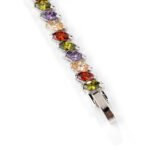 Wholesale Ruby Zircon Bracelet featuring red and clear marquise stones on platinum plated copper from JuneJewelry.com