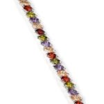 Wholesale Ruby Zircon Bracelet featuring red and clear marquise stones on platinum plated copper from JuneJewelry.com