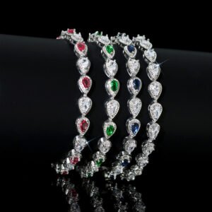 Wholesale Teardrop Zircon Bracelet featuring teardrop cubic zirconia on real platinum plated copper from JuneJewelry.com