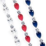 Wholesale Luxury Zircon Bracelet with alternating pear and round CZ stones on platinum plated copper from JuneJewelry.com