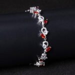 Wholesale Leaf Zircon Bracelet featuring flower and marquise leaf CZ stones on platinum plated copper from JuneJewelry.com